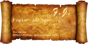 Fogler János névjegykártya